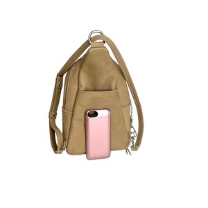 Cowhide Backpack, Tan Leather Large Sling Bag zdjęcie 10