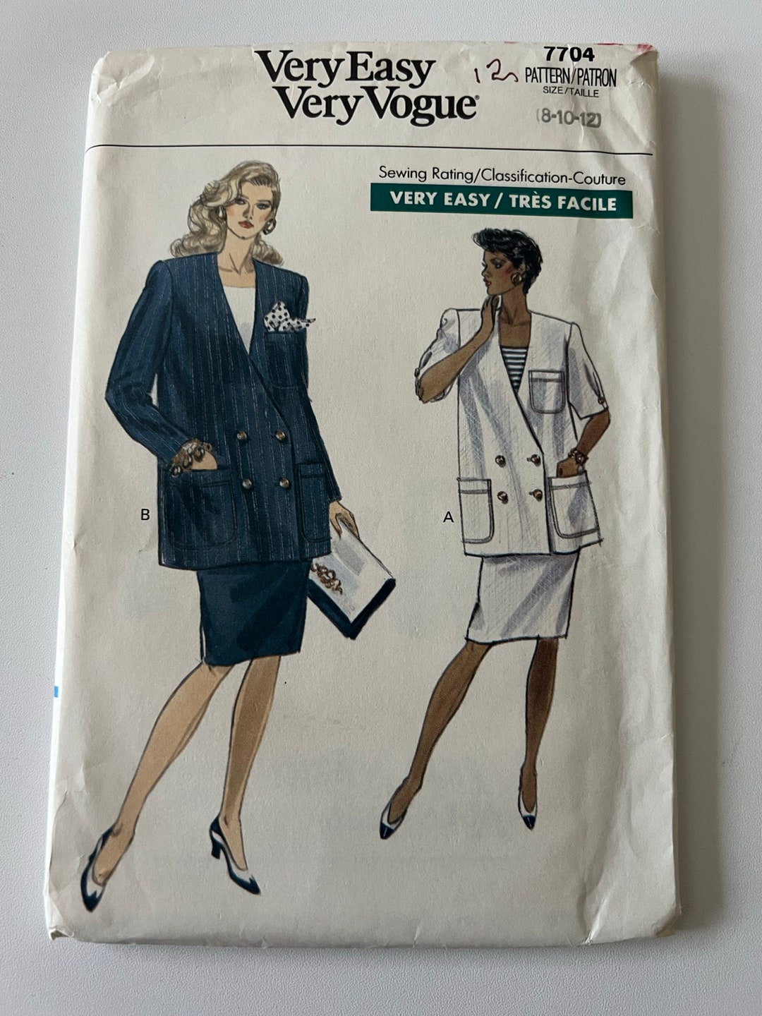 VINTAGE VOGUE 7704 Sewing Pattern Maternity Jacket & Skirt 8-10-12 - Etsy