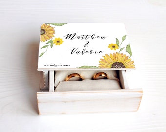 Sonnenblumen Ringbox, Ringhalter Box, Aquarell Box, Ringbox, benutzerdefinierte Halter, persönliche Box, Sonnenblumen Hochzeit, Ehering Halter