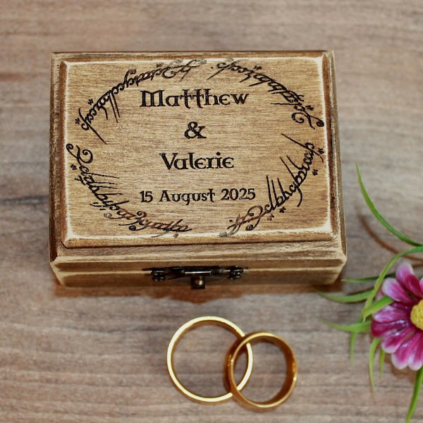 Caja Árbol de la Vida, caja de anillo de boda, caja El Señor de los Anillos, Árbol de Gondor de Tolkien, Señor de los Anillos, LOTR, Boda personalizada