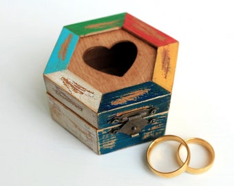 American Retro Style wedding ring box bearer box ring box wedding box I Do box rustic wedding rustic box ring bearer box retro ring box