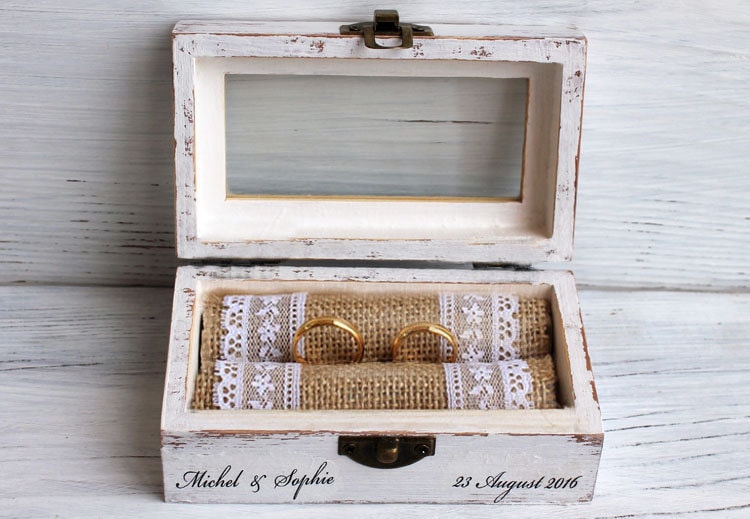 wedding ring box decoupage box ring bearer box jewelry box Etsy