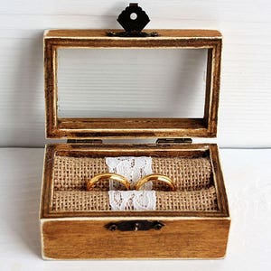 wedding box, ring bearer box, wooden jewelry box, ring box, Walnut ring box, wedding box, ring bearer box, ring box, rustic box, retro box