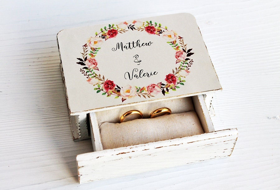 Floral Wedding Wedding ring box ring bearer box boho box Etsy
