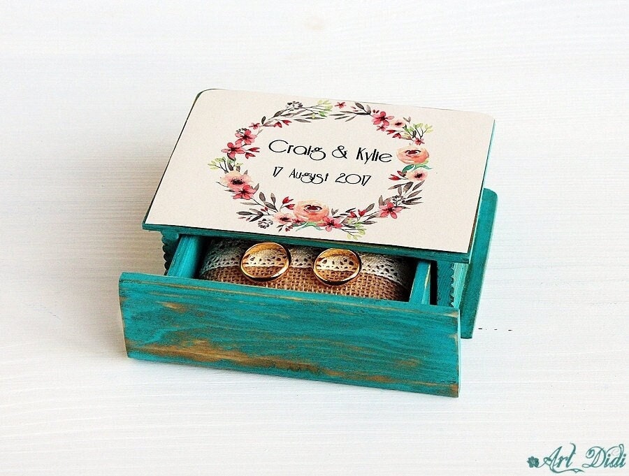 Mint Wedding Ring Box Wedding Wreath Ring Bearer Box Jewelry Etsy