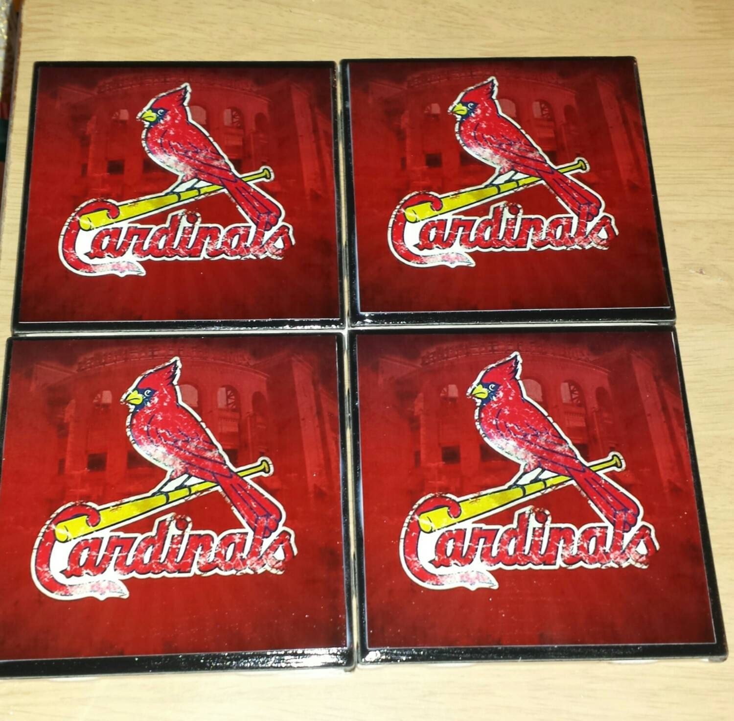 St. Louis Cardinals Coasters Decal is on White tile Etsy