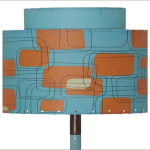 Mid Century Modern 2 Tier Fiberglass Lamp Shade / Hand Made Atomic Lamp Shade / Custom Vintage Lighting Style 2T-1865