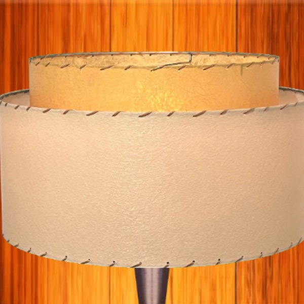 Mid Century Modern 2 Tier Fiberglass Lamp Shade / Hand Made Atomic Lamp Shade / Custom Vintage Lighting Style RTS11223