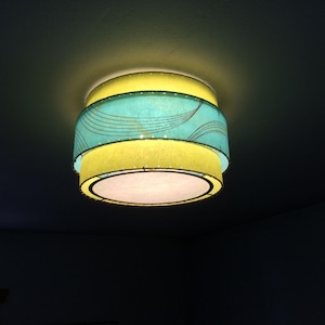 Custom Ceiling Fixture / Mid Century Modern 3 Tier Fiberglass Lamp Shade / Hand Made Atomic Lamp Shade / Custom Vintage Lighting Style