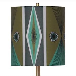 Custom Drum Lamp Shade / Green-Gold Lamp Shade 1870
