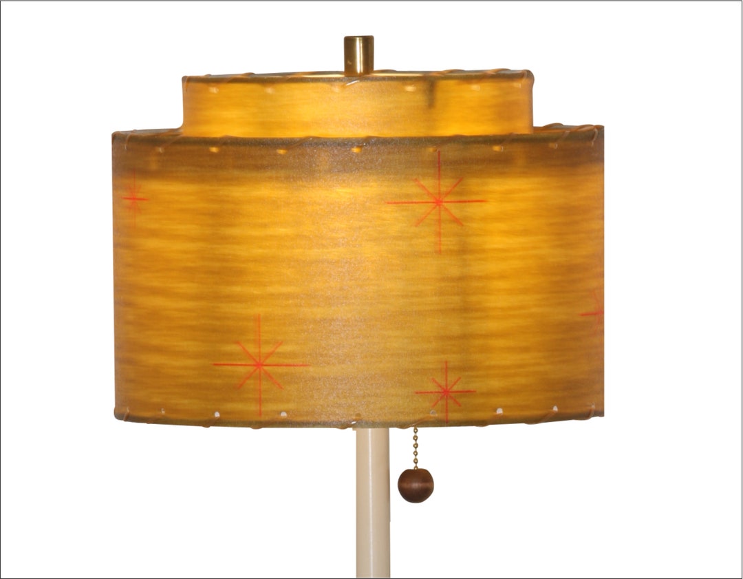 Gold Lamp Shade / Hand Made Atomic Lamp Shade / Custom Vintage Lighting
