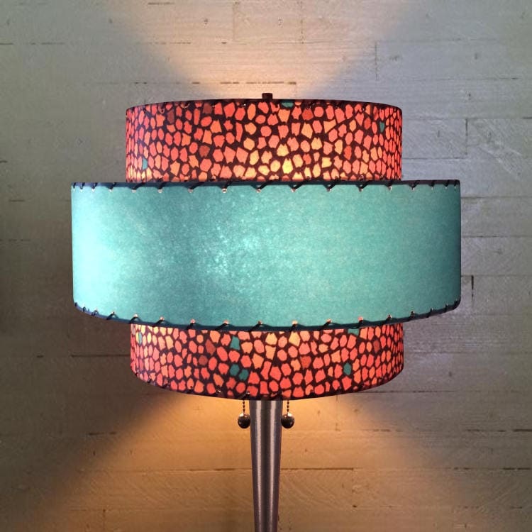 Mid Century Modern Lamp Shade 3 Tier Fiberglass Hand Made Singapore Mid Century Modern Lamp Shade 3 Tier, Modern Design Lamp Shades