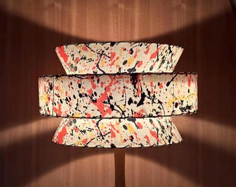 Orange Splatter Lamp Shade / 3 Tier Modern Pollak Style 2601