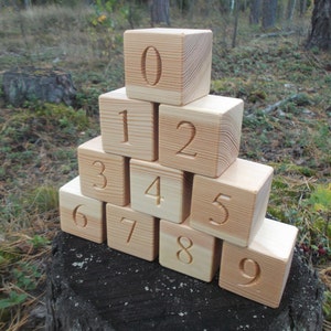 Tiny Wood Box, Tiny Wooden Blocks, Math Manipulatives, ABC Blocks