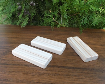 Juego de 10 portatarjetas de madera hechos a mano, decoración rústica para mesa