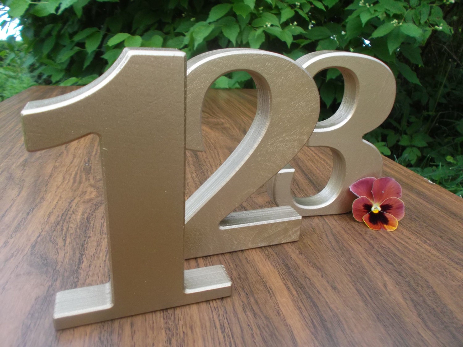 16 Gold Table numbers Gold Numbers Wooden table numbers Etsy