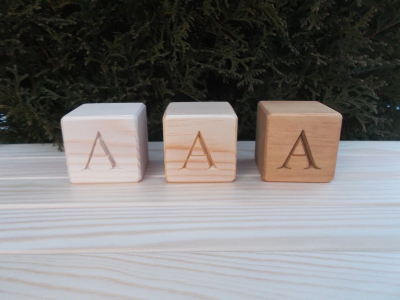 Personalized Wood Blocks Wooden Alphabet Blocks Wood Cubes ABC Blocks Eco Wooden Blocks Natural Alphabet Blocks Personalized Baby Name Block image 1