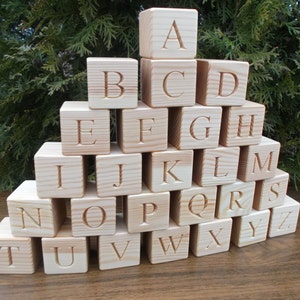 Personalized Wood Blocks Wooden Alphabet Blocks Wood Cubes ABC Blocks Eco Wooden Blocks Natural Alphabet Blocks Personalized Baby Name Block image 4