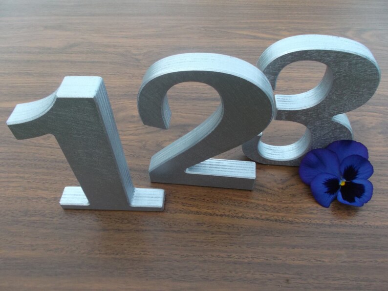 1 20 5 Silver Wooden Table Numbers Image 0 1