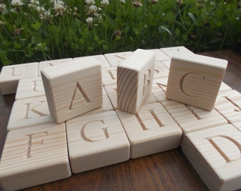 26 Wooden English alphabet blocks, Handmade, Educational gift, Personalized blocks, Baby shower Gift, ABC, ABC blocks, Wooden blocks