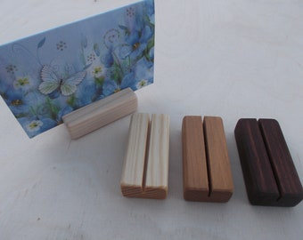 Set of 10 Small Pine Wood Place Card Holders: Rustic Decor