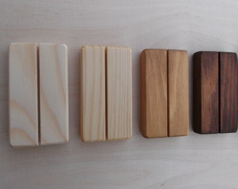 35 Wood place card holders for Weddings, Restaurant table number holder, Wooden card holder, Wood sign holder, Place card holder