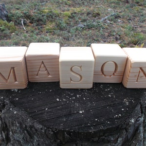 Personalized Wood Blocks Wooden Alphabet Blocks Wood Cubes ABC Blocks Eco Wooden Blocks Natural Alphabet Blocks Personalized Baby Name Block image 3