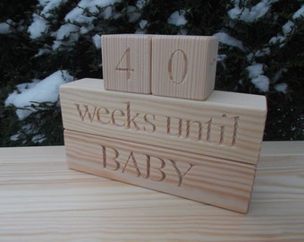 Baby Countdown blocks, Baby Calendar, Handmade nursery decor, Baby shower gift, Home decor, Rustic, Personalized blocks, Wood signs