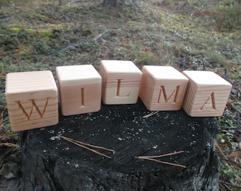 Personalized Wood Blocks Wooden Alphabet Blocks Wood Cubes ABC Blocks Eco Wooden Blocks Natural Alphabet Blocks Personalized Baby Name Block