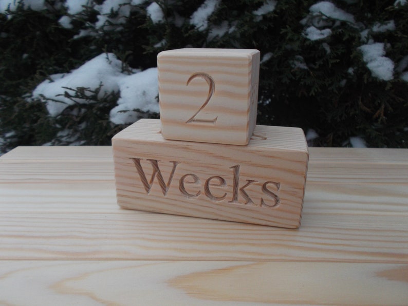 Baby Age Blocks, Baby Shower Gift, Wooden Baby Age Blocks, Handmade, Photo Prop, Wooden Toy, Baby Months Blocks, Room Decor image 3