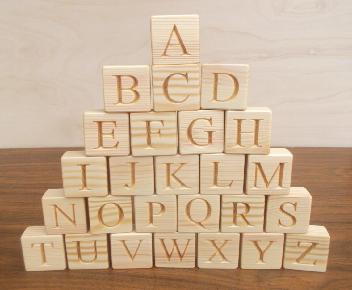 Bloques de madera del alfabeto inglés Regalo educativo Etsy