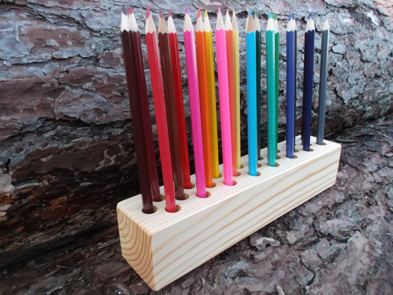 Wooden Pencil Holder Pen Holder Christmas Gift Desk Etsy