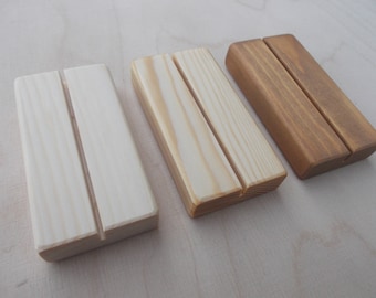 10 Wood place card holders, Restaurant table number holder, Wooden card holder, Wood sign holder, Place card holder, Wood, Photo holder