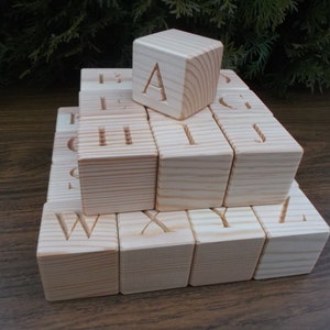 26 Wooden English alphabet blocks, Blocks with letters, Personalized blocks, English alphabet blocks, Christmas gift, ABC, Wooden blocks
