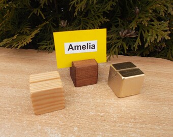 Pine Wood Cube Place Card Holders: Wedding Table Decor (Set of 10)