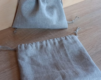 Juego de 2 bolsas de regalo de lino natural con cordón, embalaje ecológico.