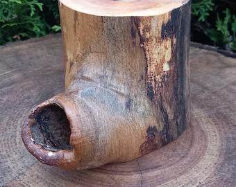 Portavelas de madera de fresno para velas pequeñas: decoración rústica para el hogar