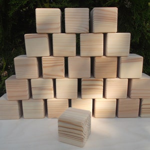 Set of 26, 27, 29, 30, 33, 35 or 36 wooden blocks, Unfinished wooden blocks, Handmade wooden blocks, Wooden cubes, Baby shower gift, Blocks image 2