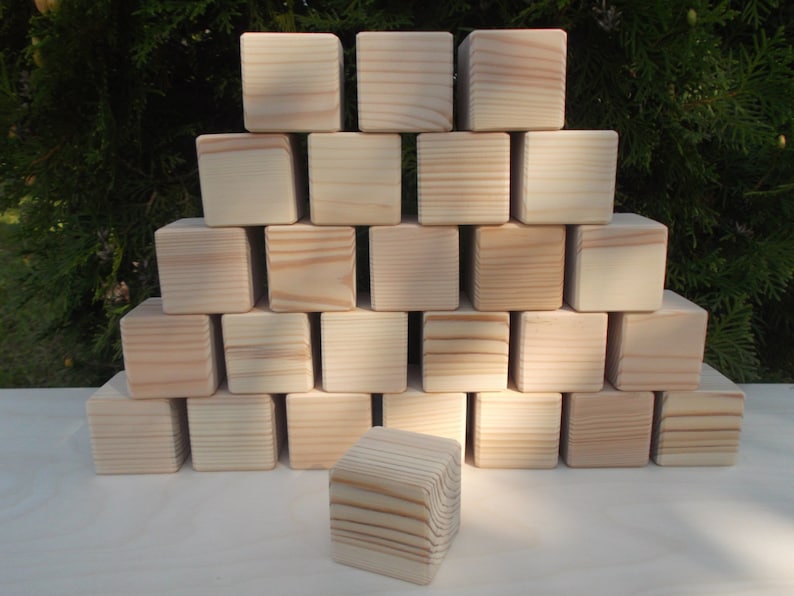 Set of 26, 27, 29, 30, 33, 35 or 36 wooden blocks, Unfinished wooden blocks, Handmade wooden blocks, Wooden cubes, Baby shower gift, Blocks image 2