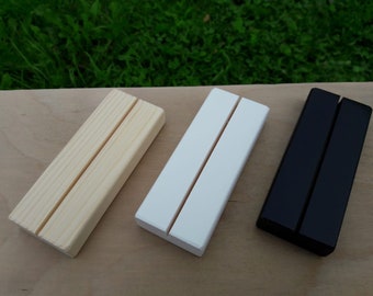 20 Wood place card holders for weddings, Restaurant table number holder, White Wooden holders, Wood sign holder, Black Place card holders