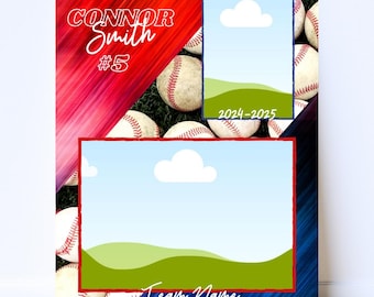 Personalized Baseball Memory Mate – Editable Photo Template | Canva Pro Digital Download