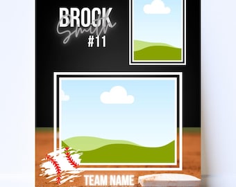 Black Baseball Memory Mate | Editable Canva Pro Template | Youth Sports Photo Keepsake