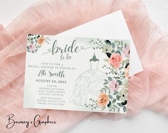 Floral Bridal Shower Bundle: Canva Invitation, Games, Sign (Digital Download)