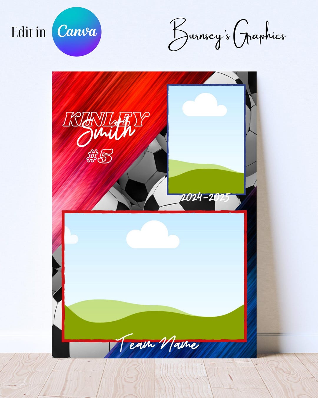 Personalized Soccer Memory Mate Editable Photo Template Canva Pro