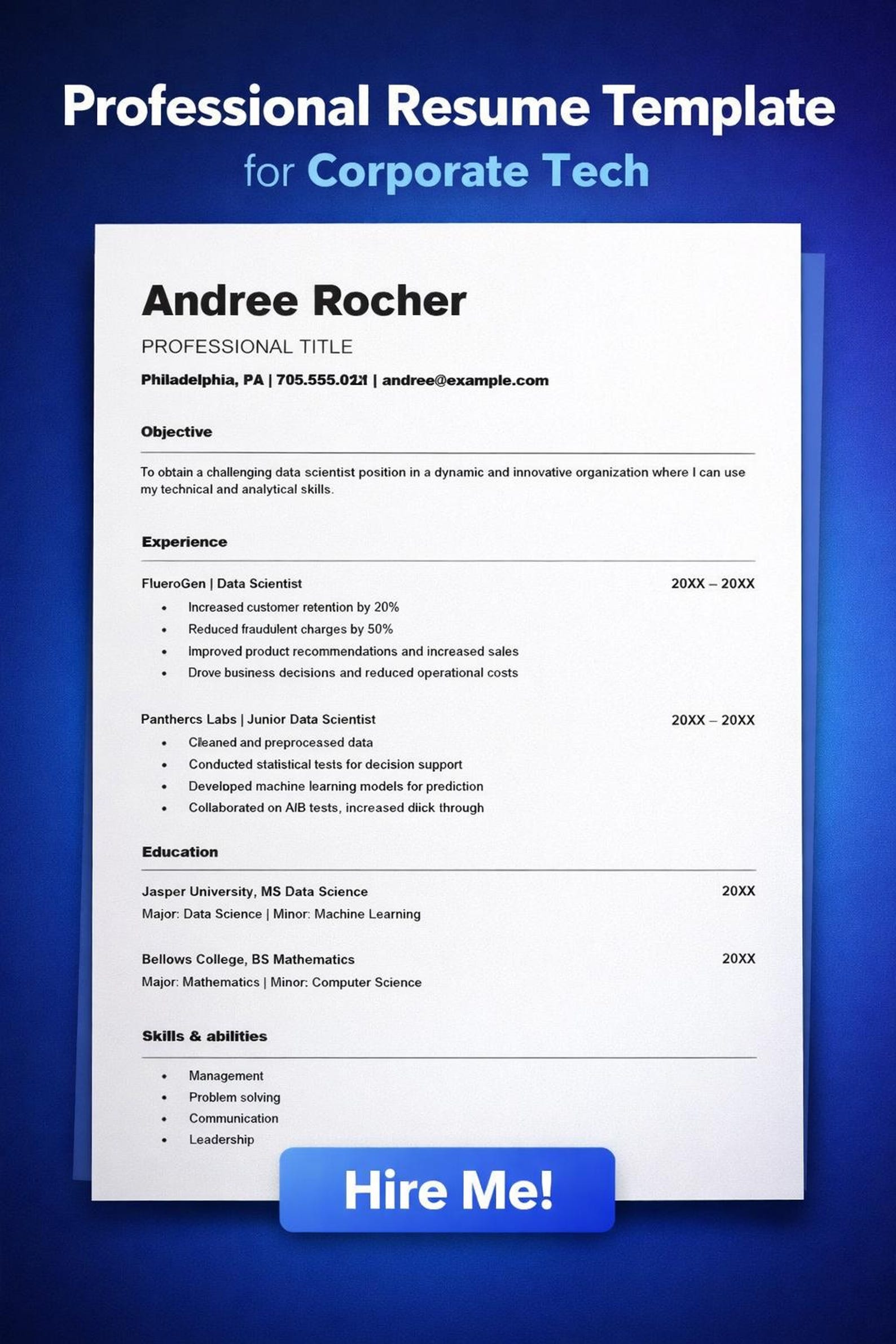 Editable Microsoft Word Resume Template | Classic, Ats-friendly One ...