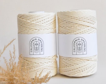 2mm RECYCLED Cotton cord| Macrame rope| 130m| natural white