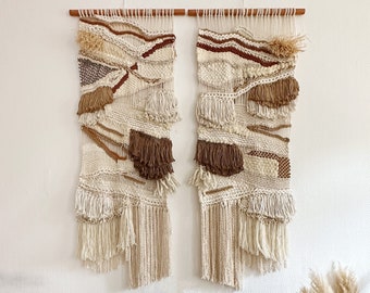 GEMINI | minimalistic woven and knotted wall hanging in earthy tones