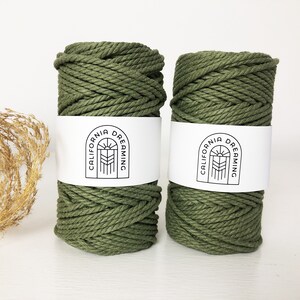 3mm Cotton Rope Twisted 3-Ply 50m recycled DIY Crafts Macrame Weaving Crochet Avocado
