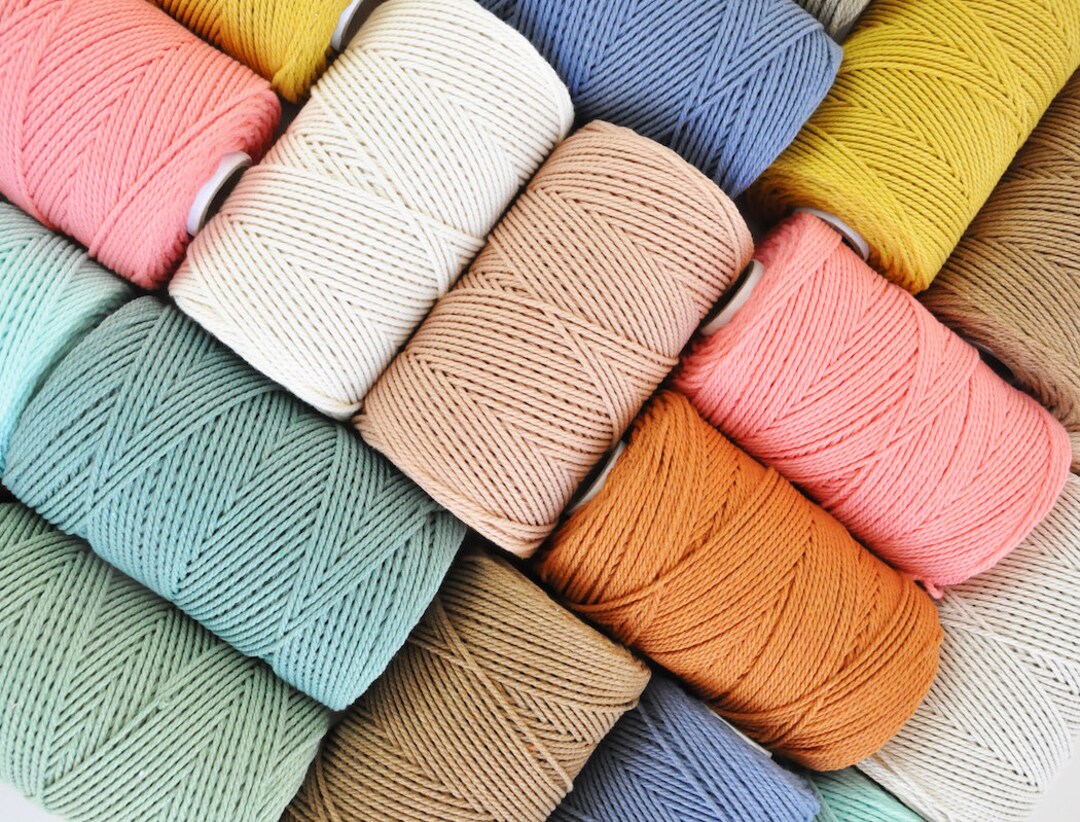 130m Color 2mm Cotton Rope Twisted 3-Ply 130m recycled Various Colors - Etsy.de
