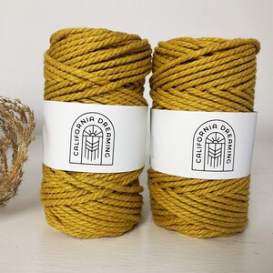 3mm Cotton Rope Twisted 3-Ply 50m recycled DIY Crafts Macrame Weaving Crochet Saffron Yellow